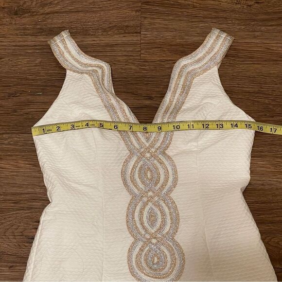 Lilly Pulitzer Valli Shift Dress Ivory Silver and Gold Size 0 - Picture 15 of 16